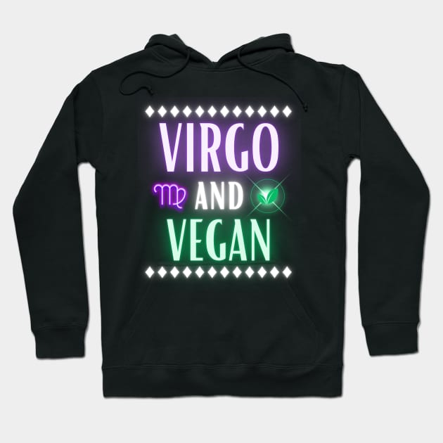 Virgo and Vegan Retro Style Neon Hoodie by MysticZodiac